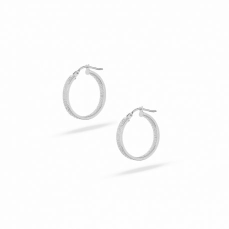 Pendientes de aro de oro blanco de 18 quilates para mujer