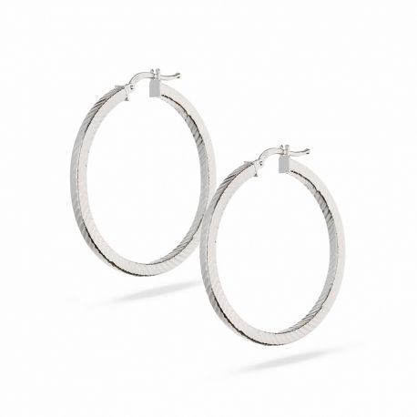 Brincos de argola em ouro branco 18K para mulheres