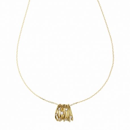 Colar feminino em ouro amarelo 18K com zircônias brancas