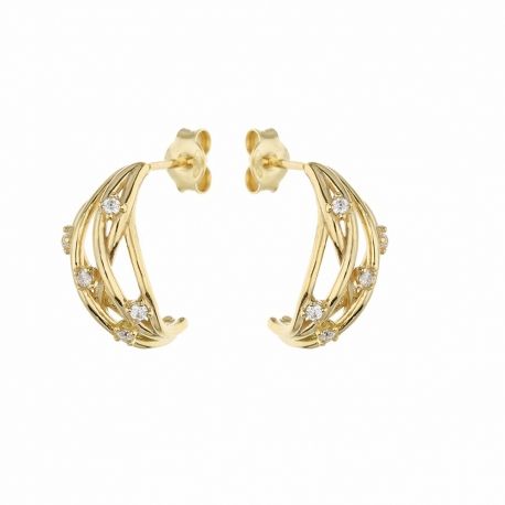 Pendientes de Oro Amarillo de 18K con Circonitas Blancas para Mujer