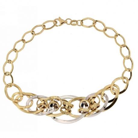 Bracciale in oro giallo e bianco 18 Kt 750/1000 modello catena a scalare da donna