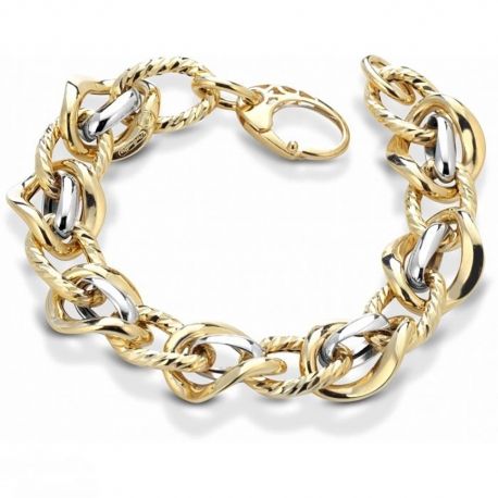 Bracelet chaîne en or jaune et blanc 18 carats pour femme