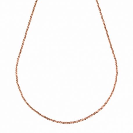 Collier avec diamants en or rose 18 carats microbillé pour femme