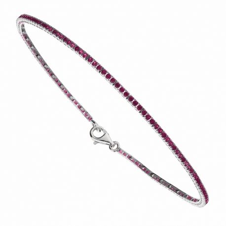 White Gold 18 Kt with Red Cubic Zirconia Tennis Bracelet