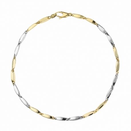 Yellow and White Gold 18 Kt 7500/1000 Link Chain Man Bracelet