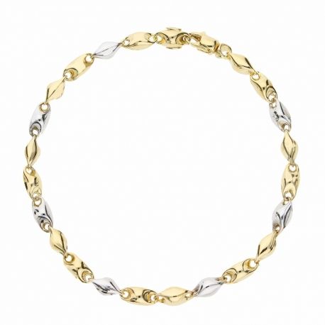 Pulseira masculina em ouro amarelo e branco 18K