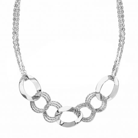 Collier avec chaîne alternée en or blanc 18 carats