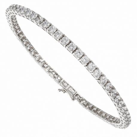 Bracelet Tennis en Or Blanc 18 Kt avec Zircons Blancs pour Femme