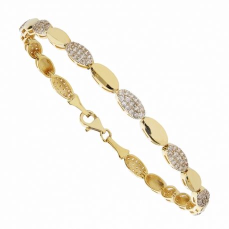 Bracciale in Oro Giallo e Bianco 18 Carati con Zirconi Bianchi da Donna