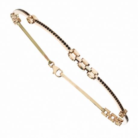 Pulsera de Oro Rosa de 18k con Circonitas Negras