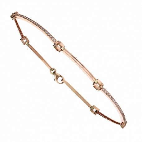 Bracciale in Oro Rosa 18k con Zirconi Bianchi