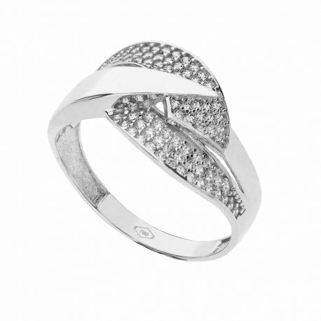 Bague Pavè en or blanc 18 carats avec zircons blancs pour femme