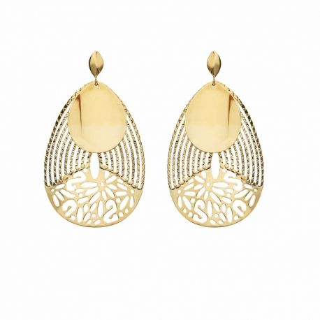 Boucles d'oreilles pendantes percées en or jaune 18 carats pour femme