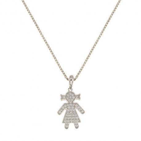 Colar em ouro branco 18 Kt 750/1000 com pingente em forma de menina