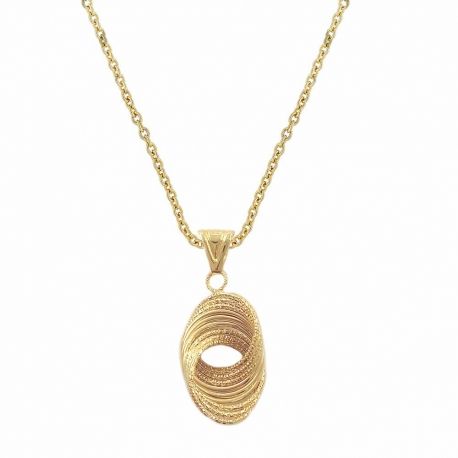 Collana in oro giallo 18 kt 750/1000 con pendente a forma di gomitolo finitura martellata