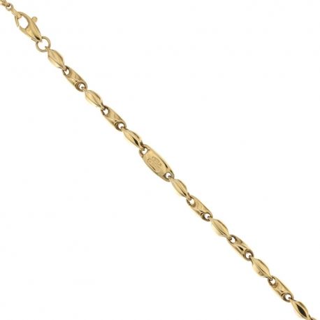 Pulseira de corrente oca em ouro amarelo 18 Kt 750/1000, acabamento polido, modelo tubular para homem