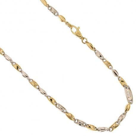 White and yellow gold 18k 750/1000 shiny man link chain