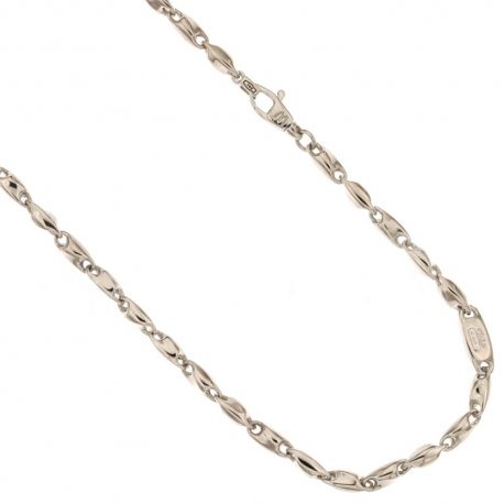 Collier en Or blanc 18 Kt 750/1000 avec chaîne creuse finition polie pour homme