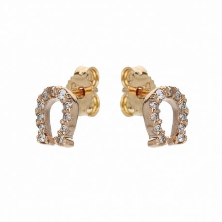 Rose Gold 18k Lucky Charms with White Cubic Zirconia Baby Earrings