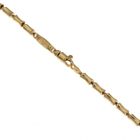 Bracelet en or jaune 18 Kt 750/1000 avec chaîne vide, modèle canne en bambou, finition polie pour homme