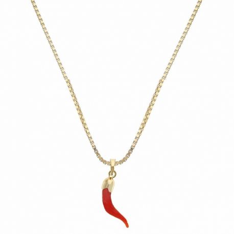 Collier en or jaune 18 carats avec corne de corail