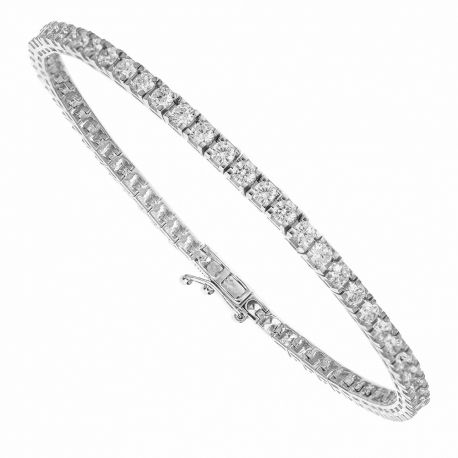 Pulsera Tennis en Oro Blanco de 18 Kt con Circonitas Blancas para Mujer