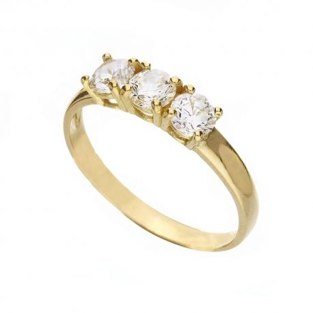 Yellow Gold 18k Trilogy Type Shiny Women Ring