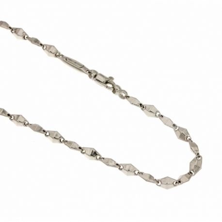 Chaîne creuse en or blanc 18 Kt 750/1000, modèle losange, finition polie pour homme