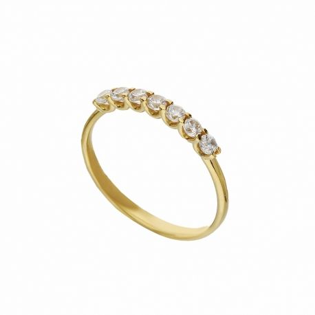 Anillo Veretta en Oro Amarillo de 18K con Circonitas Blancas para Mujer