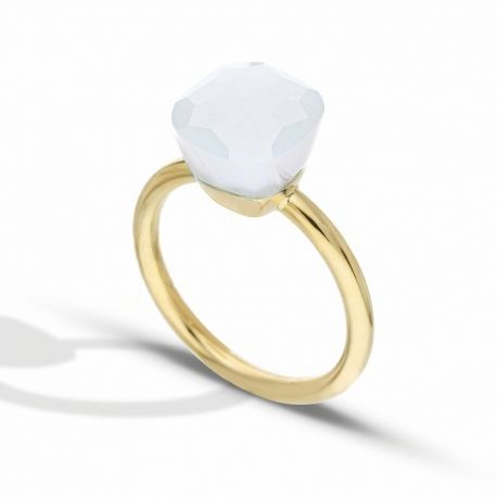 Yellow Gold 18k Naked Type with White Stone Shiny Women Ring