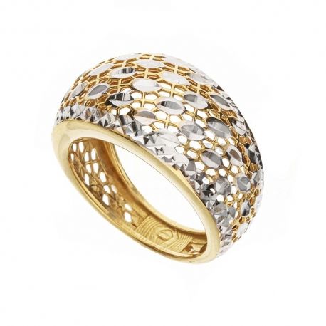 White and Yellow Gold 18k Shiny Woman Ring