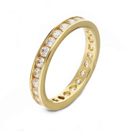 Anillo Veretta en Oro Amarillo de 18K con Circonitas Blancas para Mujer