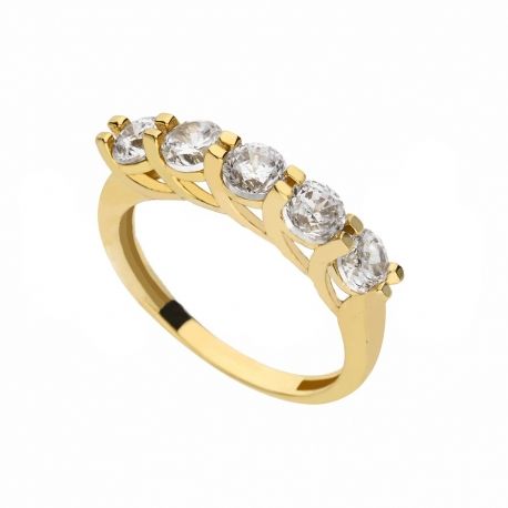 Anillo Veretta en Oro Amarillo de 18K con Circonitas Blancas para Mujer