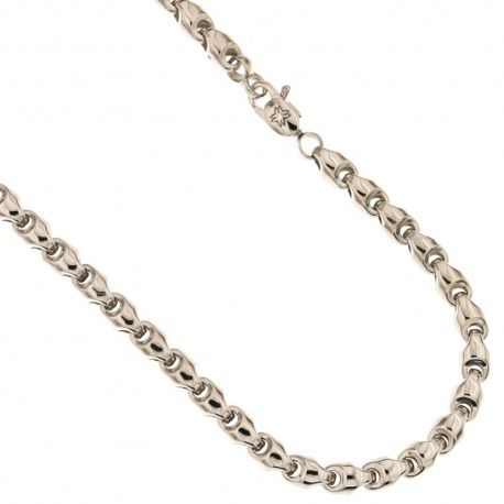 White gold 18k 750/1000 shiny man link hooked chain