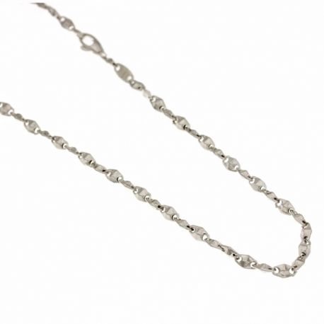 White gold 18k 750/1000 shiny rhombus shaped man link chain