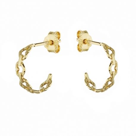 Boucles d'oreilles créoles en or jaune 18 carats avec cœurs pour femme