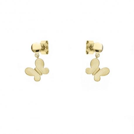 Pendientes Niña con Mariposa en Oro Amarillo de 18K