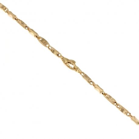 18 Kt 750/1000 geelgouden holle schakelarmband, gepolijste afwerking, buisvormig model voor heren