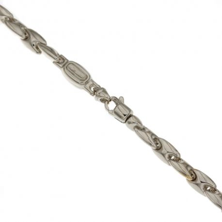 White gold 18k 750/1000 shiny man link chain bracelet