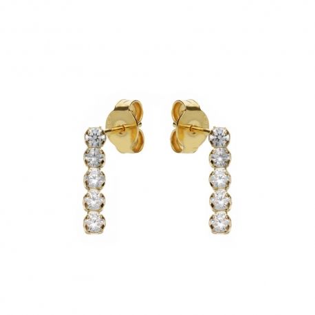 Boucles d'oreilles de tennis avec Zirconia d'or jaune 18 Carats