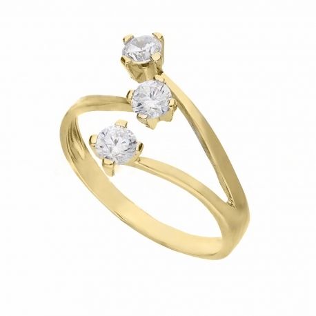 Yellow Gold 18k Trology Type Shiny Women Ring