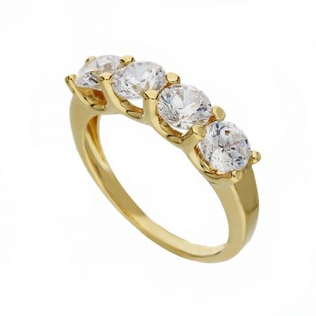 Anillo Veretta en Oro Amarillo de 18K con Circonitas Blancas para Mujer