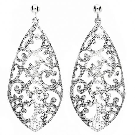 Boucles d'oreilles pendantes pour femmes en or blanc 18 carats