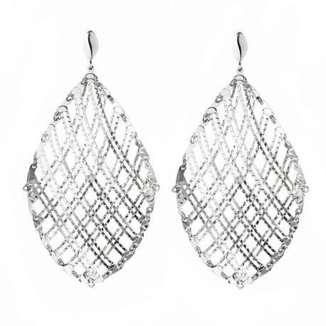 Boucles d'oreilles pendantes pour femmes en or blanc 18 carats