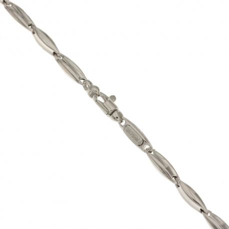 White gold 18k 750/1000 oval type man link chain bracelet