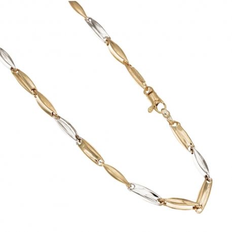 White and yellow gold 18 Kt 750/1000 oval type man link chain