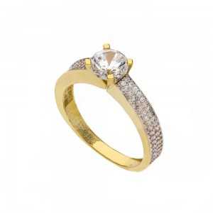 Solitaire ring i 18K gul...