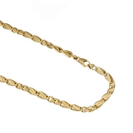 Yellow gold 18k 750/1000 alternating riportini type shiny man chain