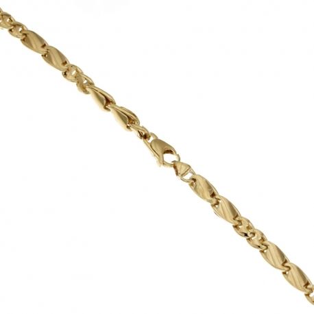 Bracelet en or jaune 18 Kt 750/1000 à inserts alternés, finition polie pour homme