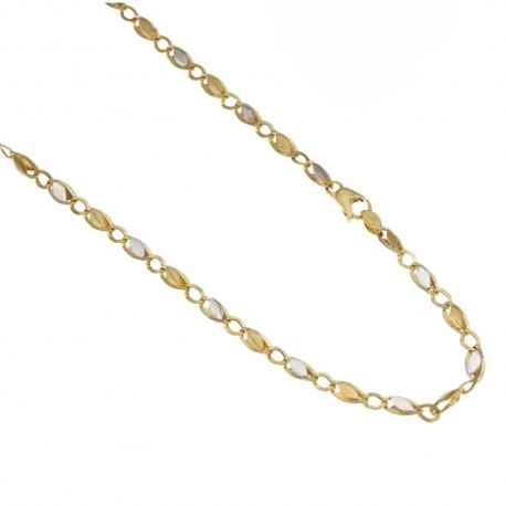 White and yellow gold 18k 750/1000 alternating riportini type shiny man chain